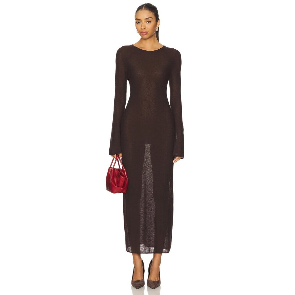 L'Academie by Marianna Delmer Midi Dress in Brown XSmall New Womens